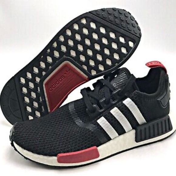 Adidas NMD_R1 Black Power Red Sneakers - Picture 1 of 8